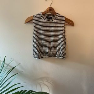 High neckline striped top